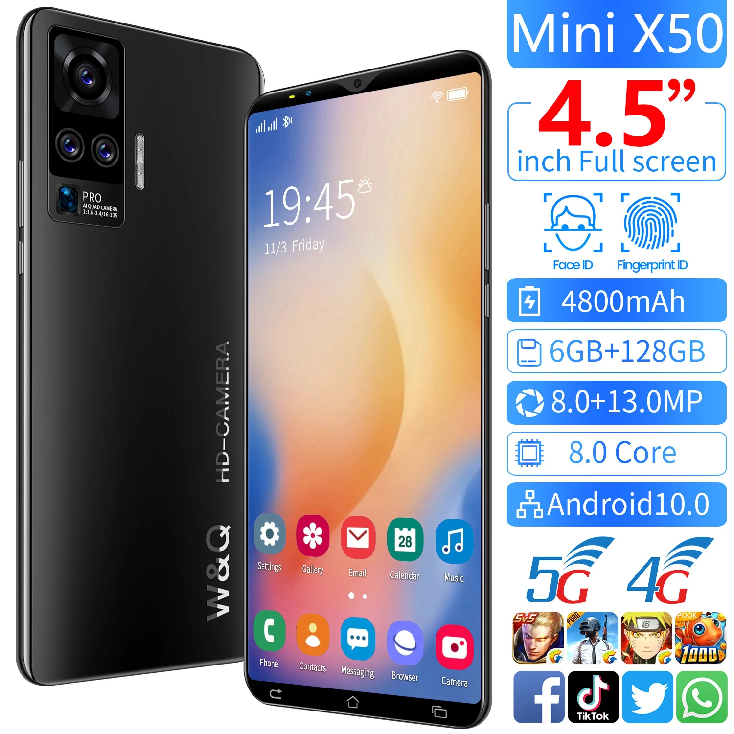 2021 новые дешевые X50 MINI 6G + 128G дешевые Android оригинальные смартфоны 4G Сотовые телефоны из Китая 4,5 дюймов
