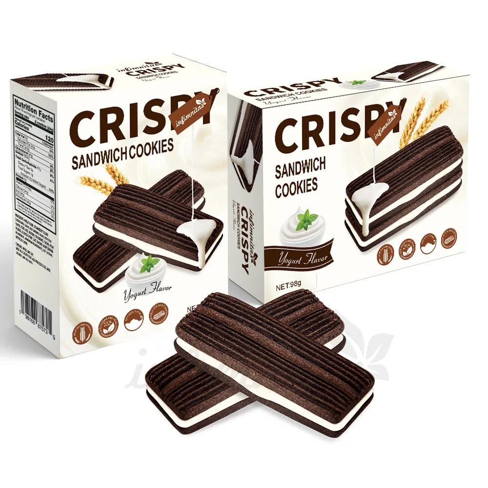 Manufacturer Crumbly Yogurt flavored cookies Multiple flavor options Sandwich Cookies