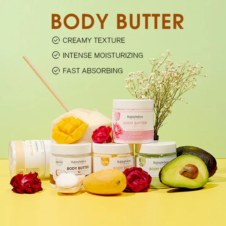 Huati Sifuli RubioAroma rainbow Organic Whipped Body Shea Butter Cream Skin Moisturizing Whitening Coconut Mango Body butter