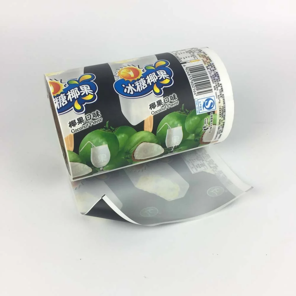 Wholesale low moq customized automatique ice lolly food sachet packaging ice candy wrapper plastic laminating film roll