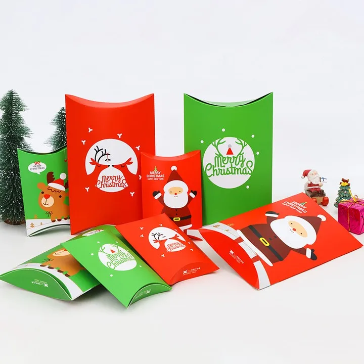 Custom Christmas Happy new year pillow shape socks gift paper boxes
