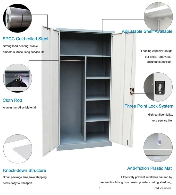 Cheap Knock Down Metal Work Place Iron Storage Wardrobe Cabinet