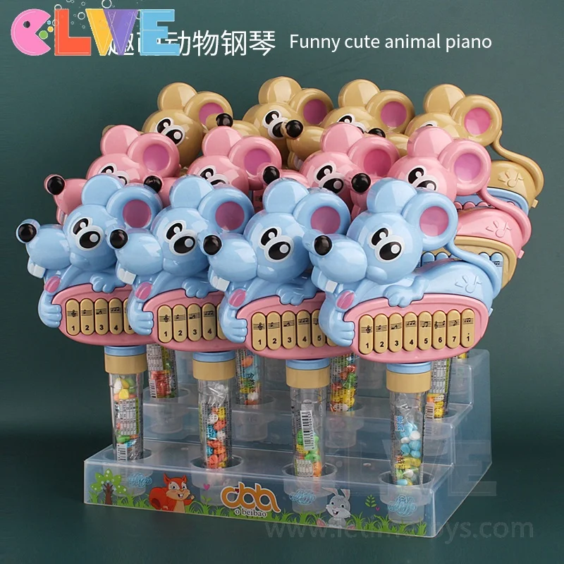 ABS  animal cartoon candy toys Morandi color baby early education Hot sale cute mini mouse piano baby candy toys