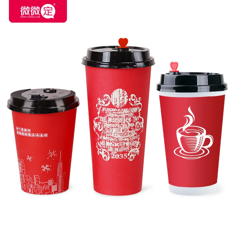  Hot selling design Custom Coffee shop d8oz 12oz 14oz 16oz 22oz Disposable Paper Cups Drink Printing Double