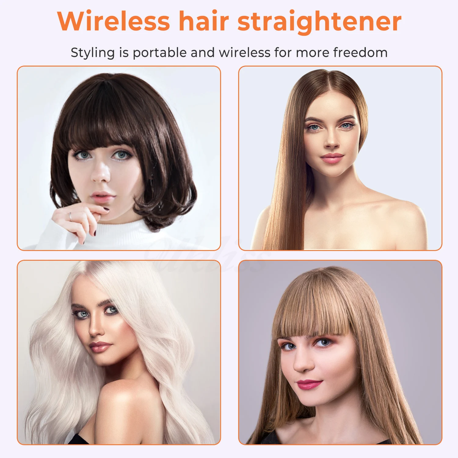 Rechargeable Hair Straightener Negative Ion Heating Brush Wireless Beard Straightener Comb