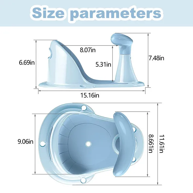 BBCare Baby Bathtub Seat with Backrest & Suction Cups for Stability, Portable Safety Chair for 6-18 Months