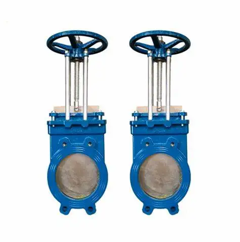 Customized Manually Open Double Flange Gate Valves For Sewage Ductile Iron Rising Stem Slurry Knife Gate Valve