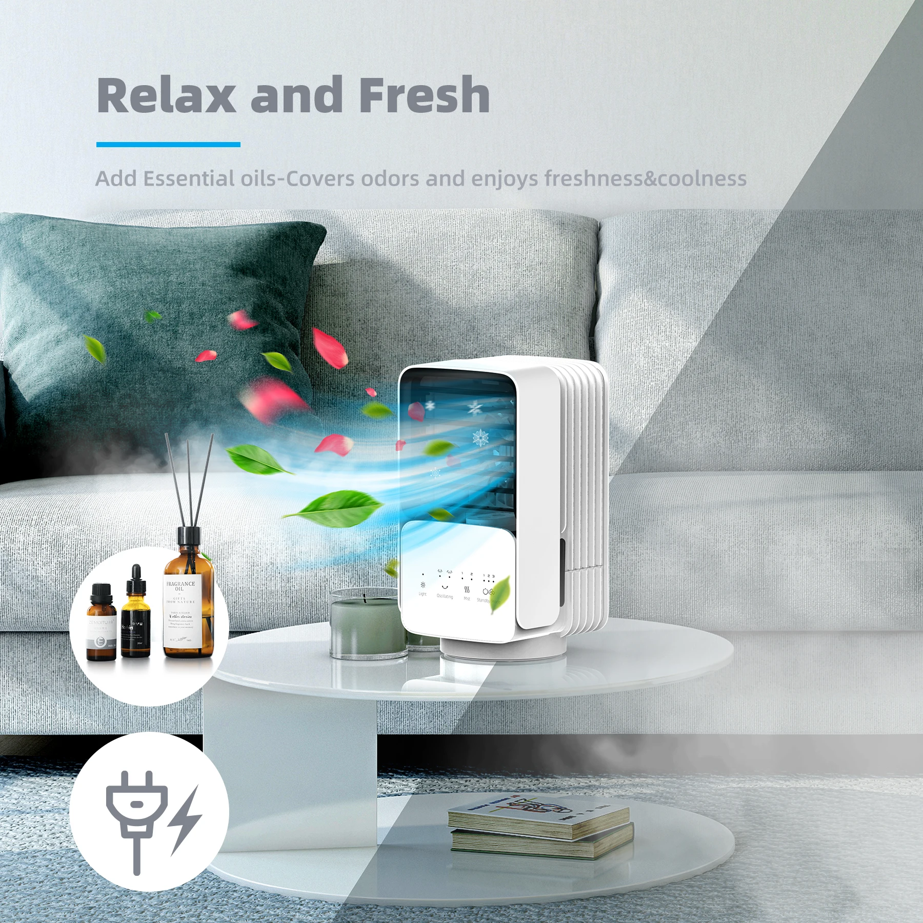 700ml water  tank large oscillation touch operation mini fans air cooling desk fan air conditioners