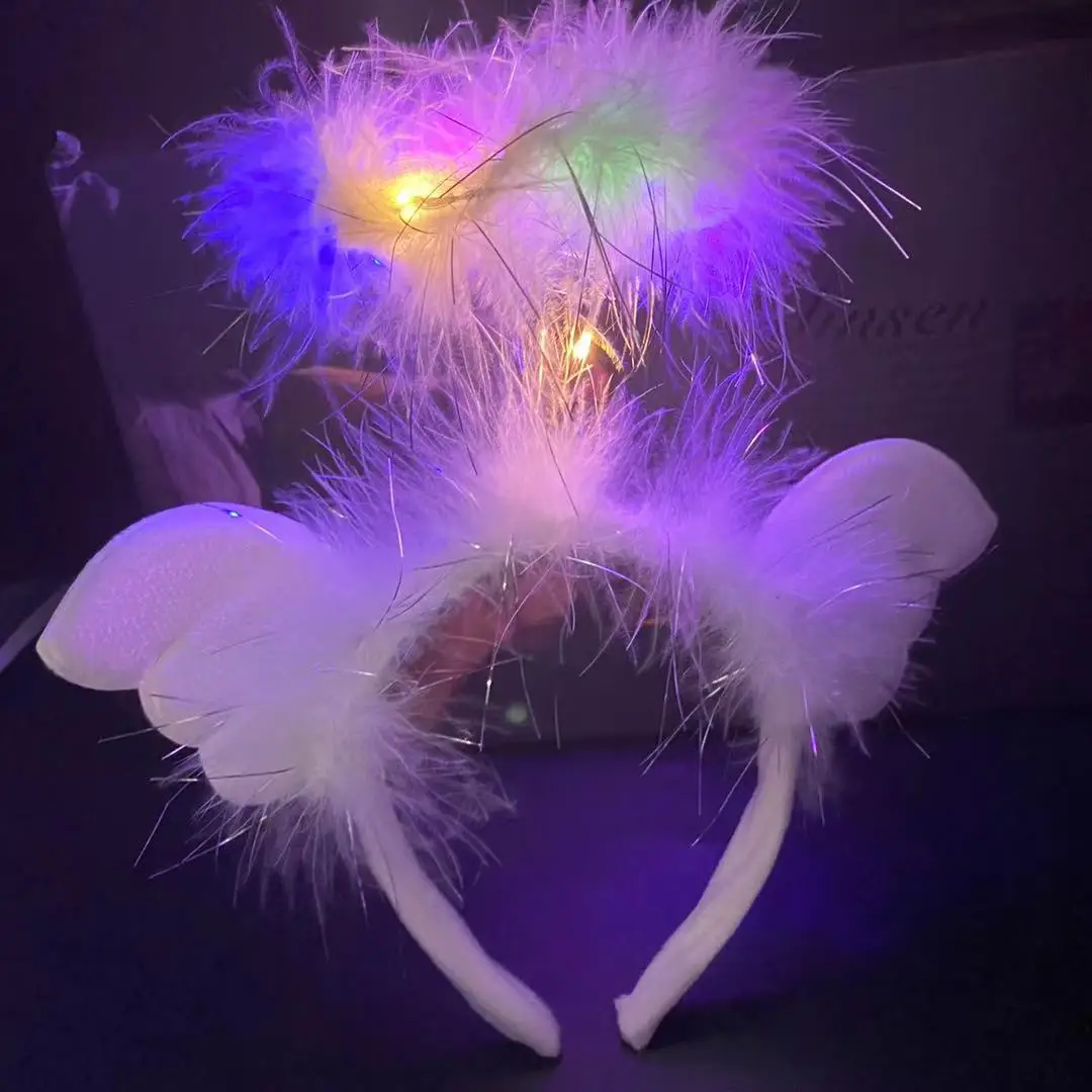 Wholesale Party Girls LED Light Angle Headband Toy Plush Flashing Wing LED Headband