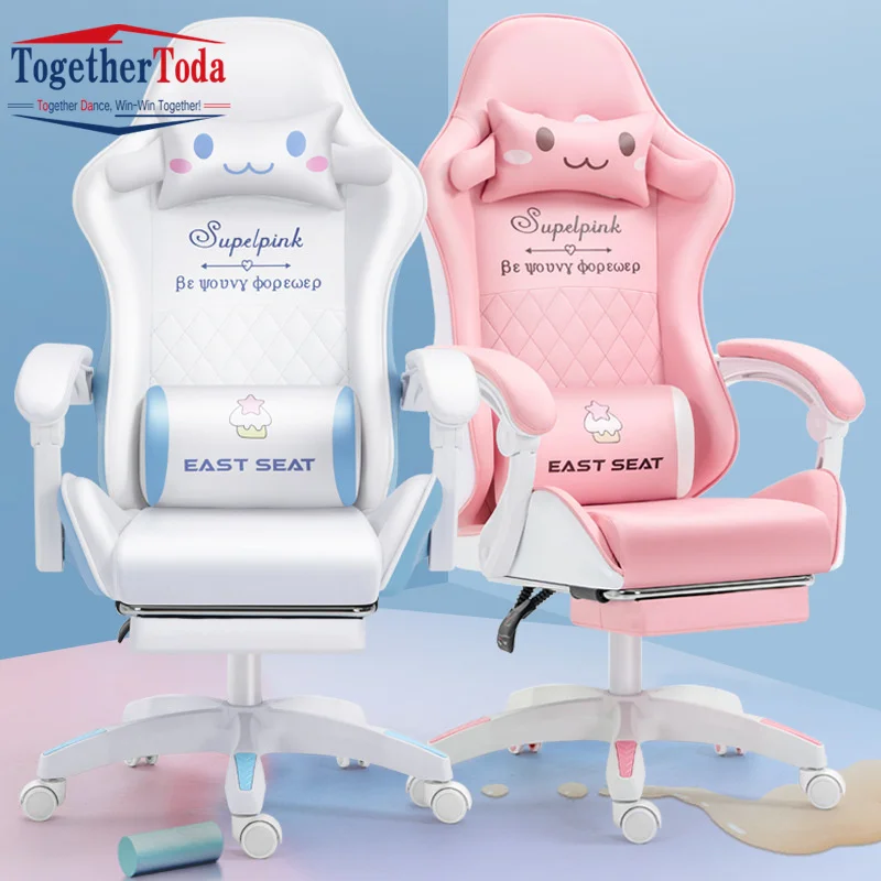 Pu Leather Pink Massage Gamer Chairs Office Racing Black And Red Computer Gaming Chair With Light And Speaker