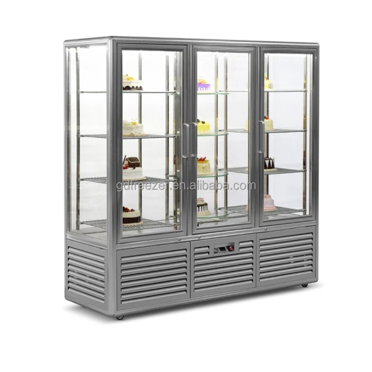 Factory price Commercial Cake refrigerator Bakery display showcase Chiller with Rotating shelves system