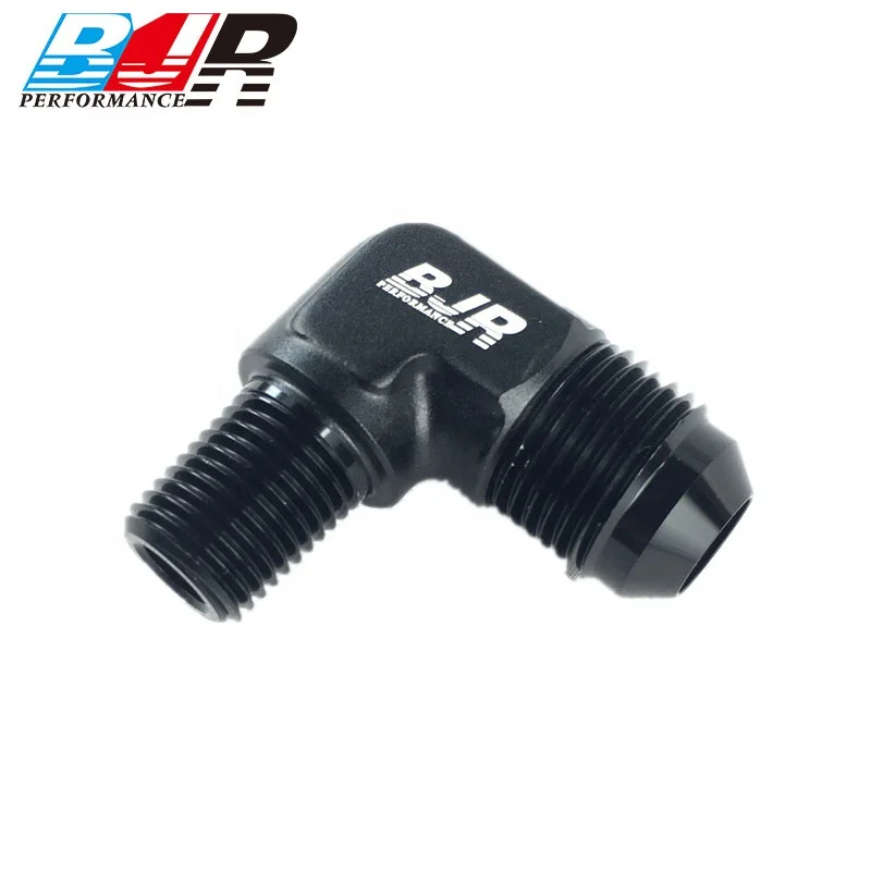 BJR AN6 90 Degree Male Fuel Hose Connector  AN To NPT Fitting Adapter