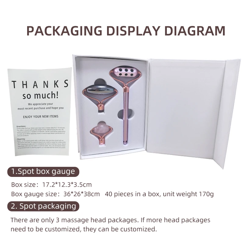 Yingshang 3 in 1 DIY derma beauty germanium face roller jade facial roller 3 in 1 Head Changing roller Set