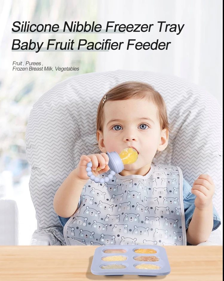New Silicone Baby Products Nibbler Pacifier Freezer Ice Cube Tray Breast Milk Popsicle Mold Infants Baby Fruit Food Pacifier Set