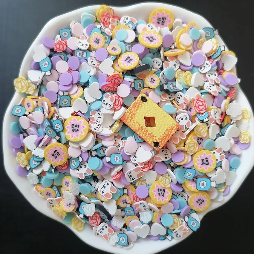 1kg DIY Craft Slime Sprinkles Playing Cards Poker Bread Drink Bottle Rose Flower Mix Polymer Clay Sprinkles Slices