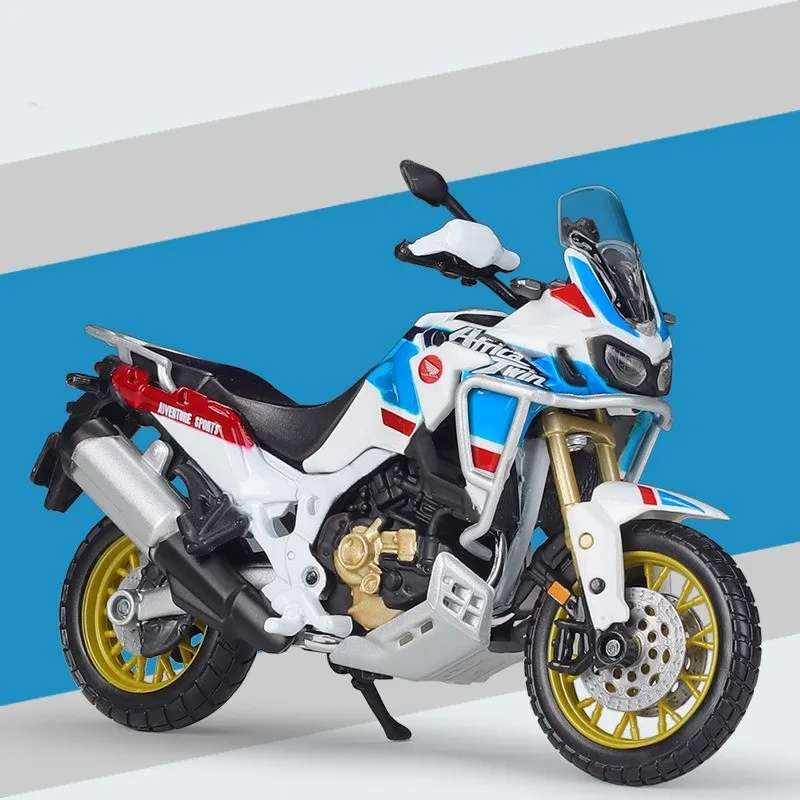 High Quality 1:18 Africa Twin Adventure Alloy Diecast Motorcycle Toy Vehicle Front Wheel Steering Simulation Motorcycle Toy