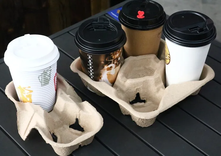 Биоразлагаемая одноразовая целлюлозная салфетка для напитков, бумажных стаканчиков, поднос, две упаковки с поддержкой