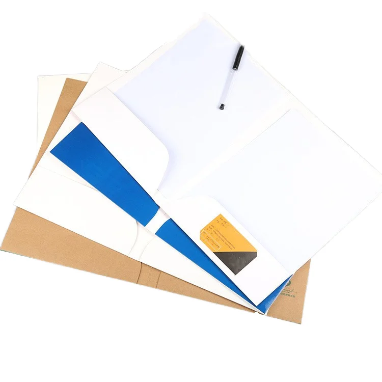 Kraft Paper Presentation Folder Gift Paper File OEM Logo Printed Promotional A4 Size White Promotional Gift & Office Usage