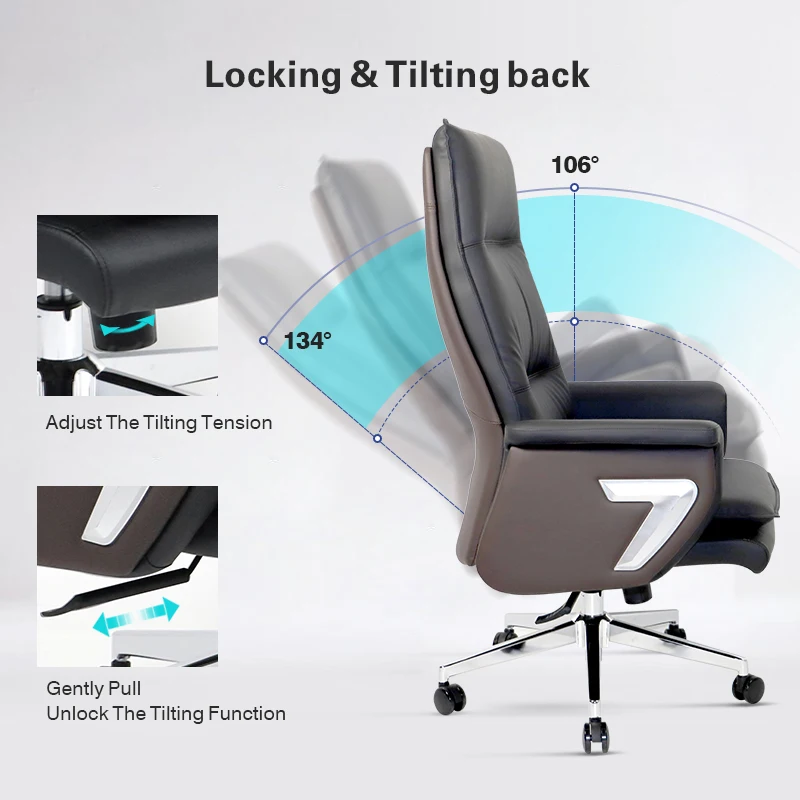 Modern Computer Office Furniture PU Leather Material Boss Swivel Executive Office Chair