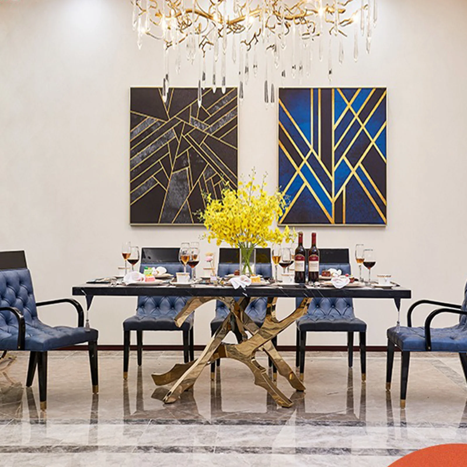 Elegant Mesas Metal Dining Table Legs Luxury Dining Table Set 8 Seater