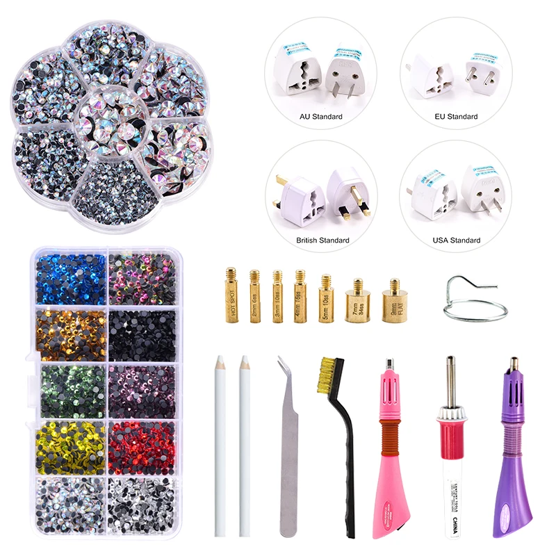 
Hotfix Applicator DMC Hot Fix Rhinestones Full Set with Hotfix Applicator Crystal Glass for Wedding Dress 