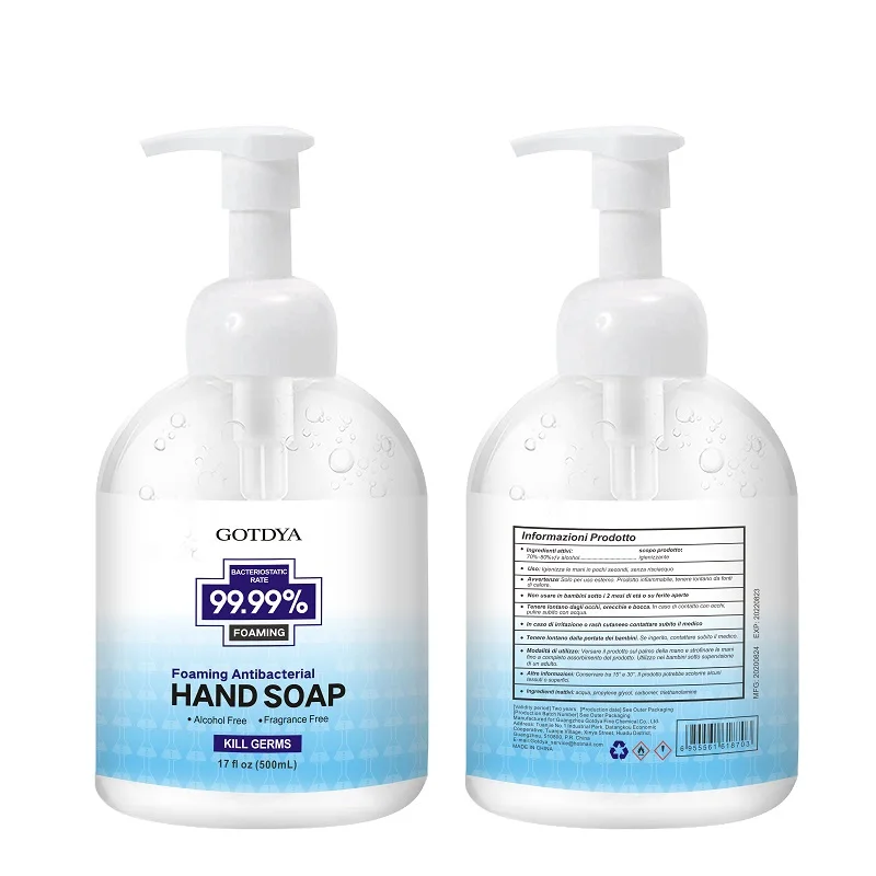 
oem Custom label 250ml Alcohol Free Alcohol rinse-free antibacterial foaming hand wash soap foam liquid hand soap 