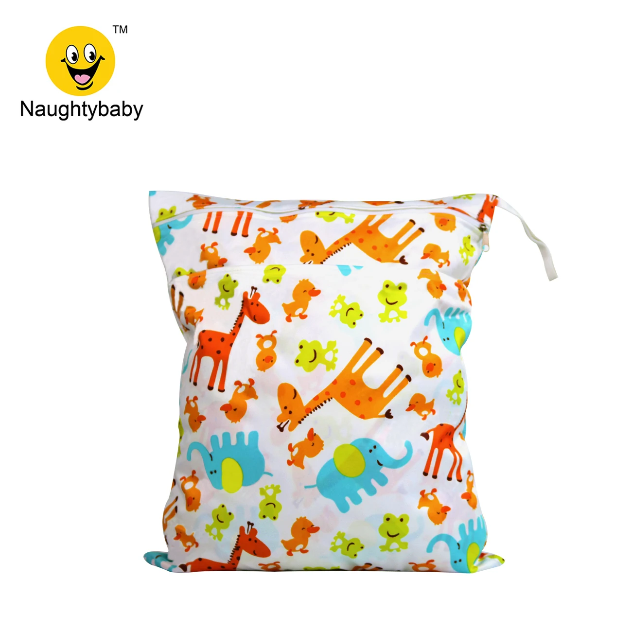 Travel Cloth Diaper Wet Bag Two Pockets Nappy Pail Liner Waterproof Bag Print Naughty Baby Zipper Bag Double Zipper