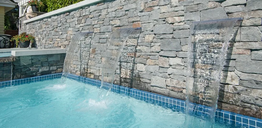 swimming pool water fall equipment acrylic tabletop indoor pool waterfall with led light