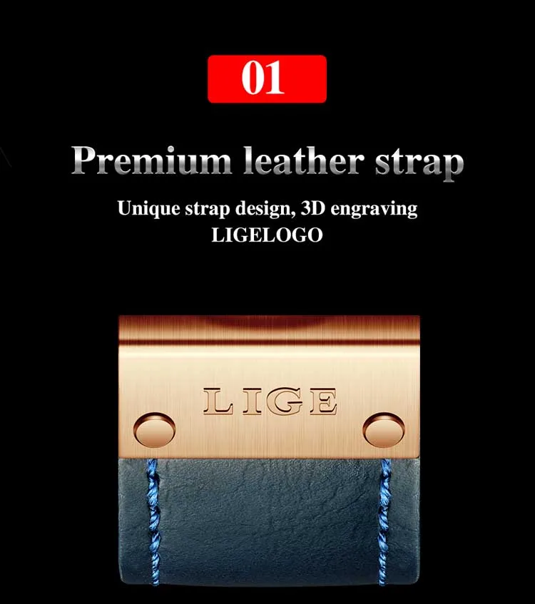 LIGE LG8959 new arrival blue male quartz watch low cost PU leather band 3 dials chronometer old sports hand watch