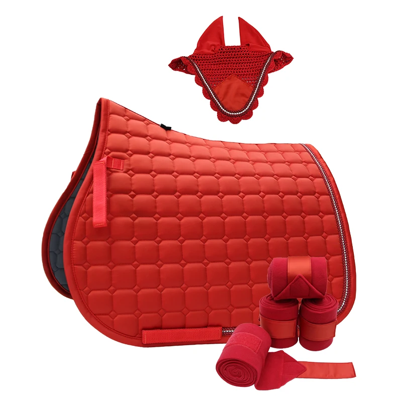 Hot Selling Equestrian Set High End All Purpose Saddle Blanket With Crystal Horse Tack Crochet Veil Polo Wraps Custom Saddle Pad