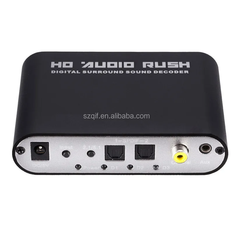 Digital Sound DTS/AC3/PCM Optical to Stereo Surround Digital to Analog Converter HD 2 SPDIF 3.5 AUX Coaxial 5.1 Audio Decoder