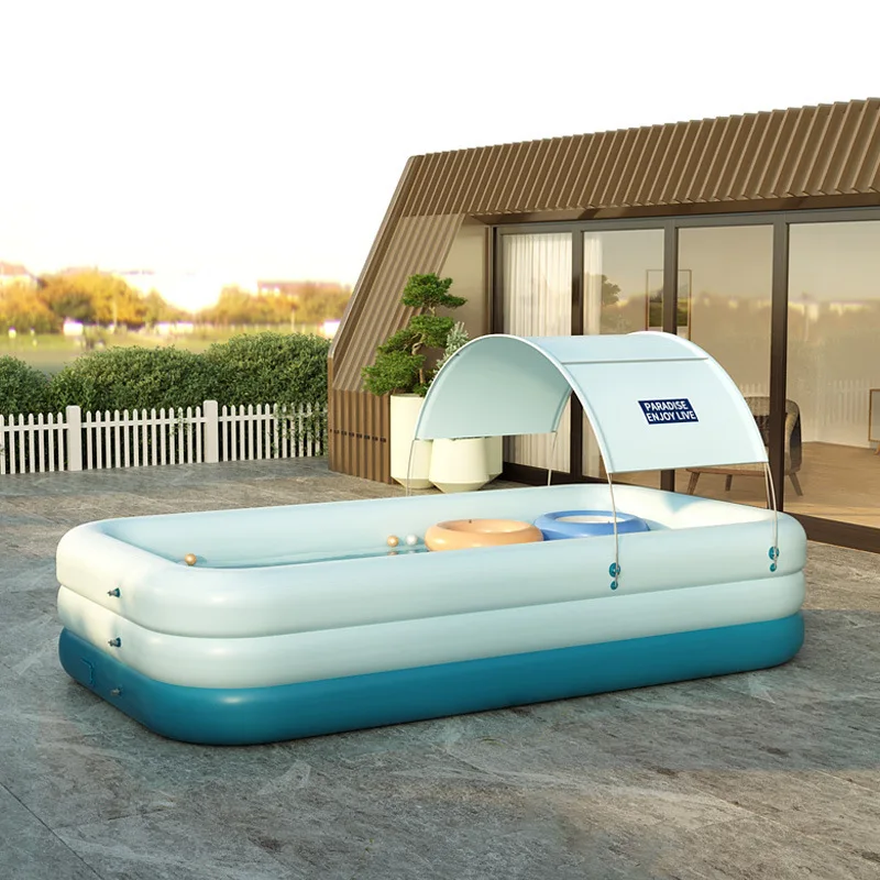 New Family Large Size Paddling Inflatable PVC Swimming Pool Outdoor Automatic  Tanning Tub Rectangular SPA Water