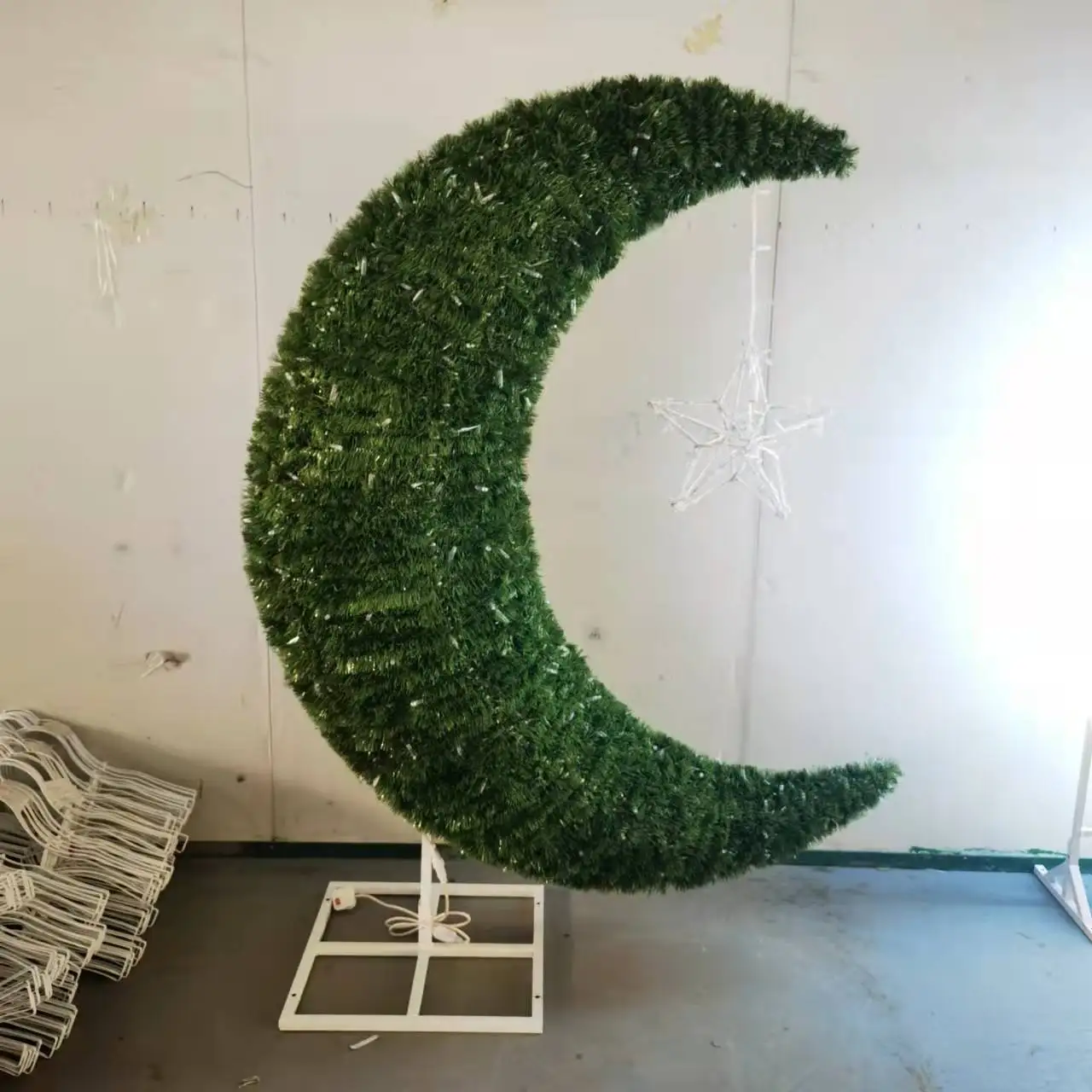 3D Meniscus with stars eid crescent  Ramadan  The Moon Outdoor waterproof landscape decoration  led motif light