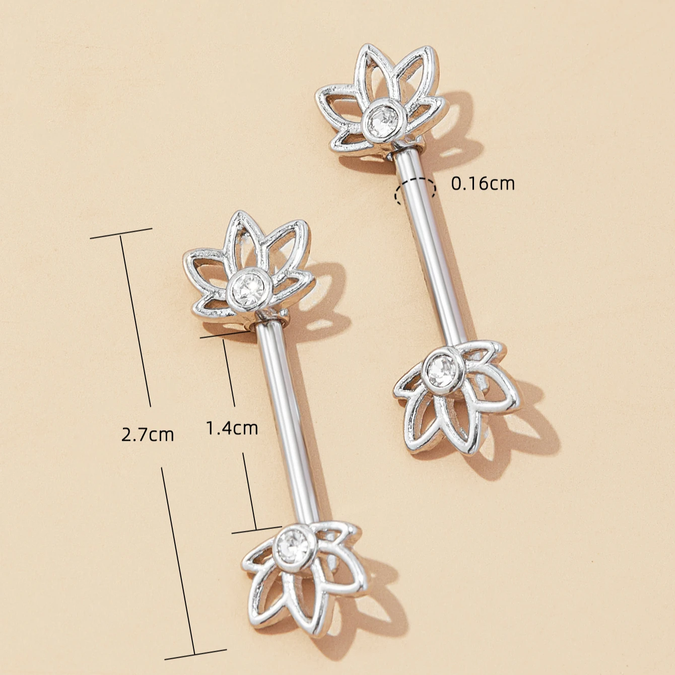 316l Stainless Steel Jewelry Inlaid Zircon Ring Nail Tongue Nail Sexy Luxury Gold Plated Nipple Piercing Titanium Jewelry