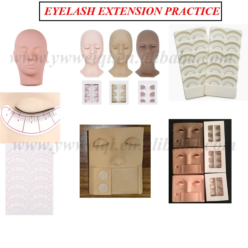 Eyelash Extension Training Practice Head Flat Silicone Realistic Mannequin Model Head With 3 Layers Eyelashes