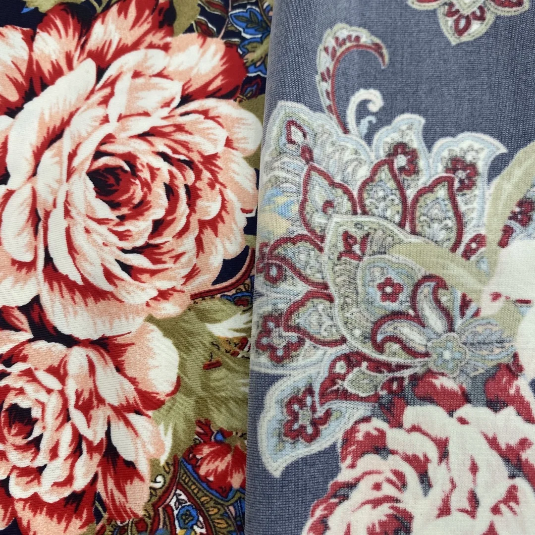 wholesale cheap printed poly spun Nylon knitted stretch fabrics textiles