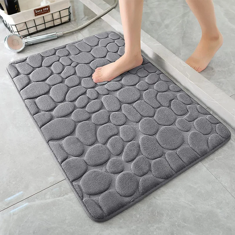 TS Hot Selling Soft Memory Foam Shower Bathroom Bath Floor Mat Rugs Quick Dry Super Water Absorbent Non Slip Stone Bath Mat