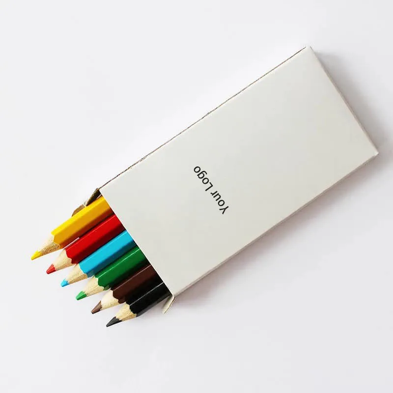 Hot Selling 6Pcs 3.5' Mini Colored Pencils Set Short Hexagonal Colouring Pencils In Bulk Color Pencil Customized
