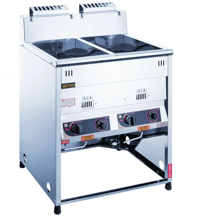 High Quality Custom Design 20L*2 Making Frying Food Potato Gas Fryer Cooker Industrial Stand Fryer
