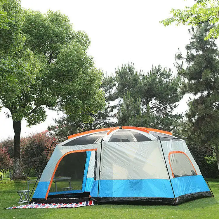 Large camping tent 10 12 person people waterproof 2 rooms and 1 hall family tents outdoor  rainproof tent