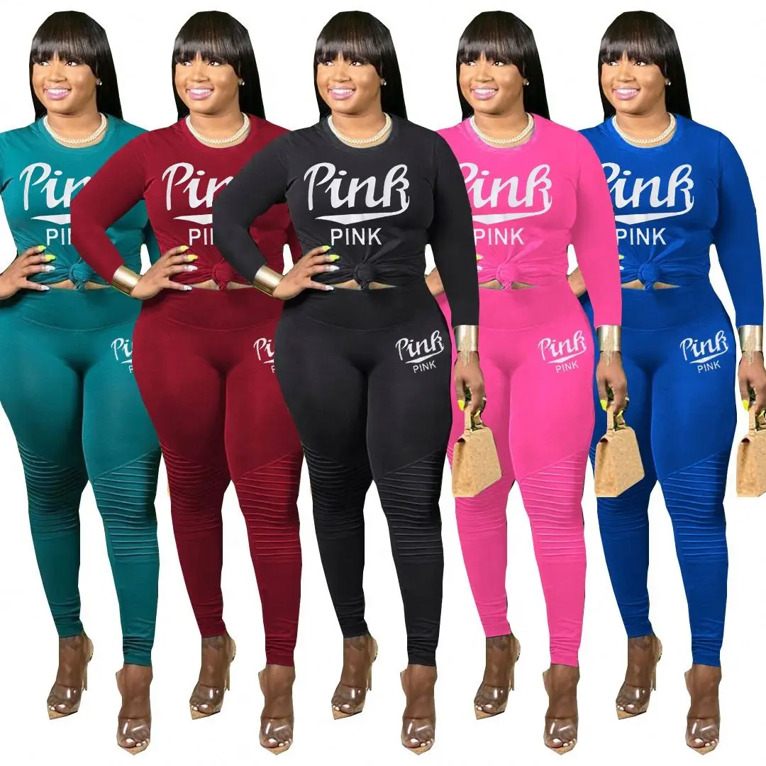 
New fashion luxury leisure sportswear womens pant long sleeve 2 piece tracksuit set 