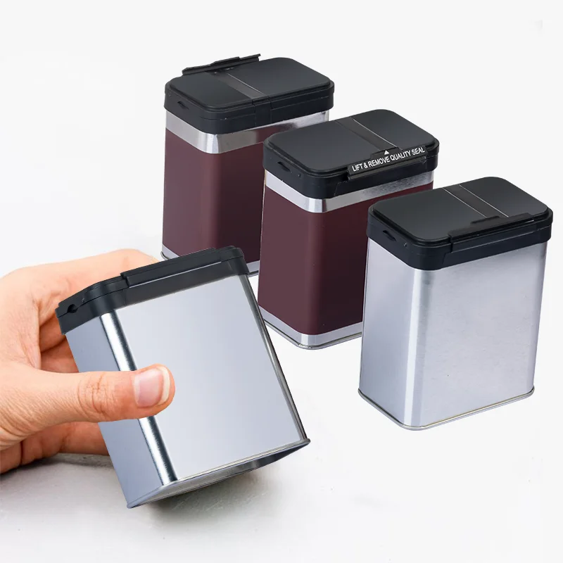 Factory Food Grade Tinplate Package Custom Square Glossy Metal Can For Pepper Rectangular Seasoning Tin Case Spice Tin  Box