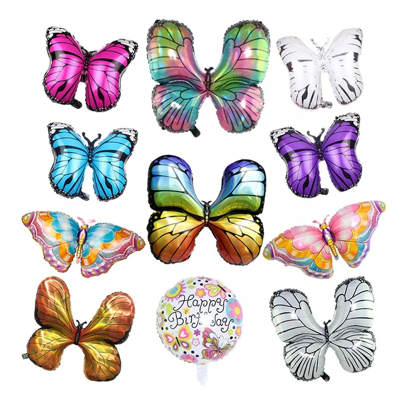 Girl Birthday Party Supplies Giant Purple and Pink Colorful Butterfly Foil Balloons for Wedding Birthday Party Decoration