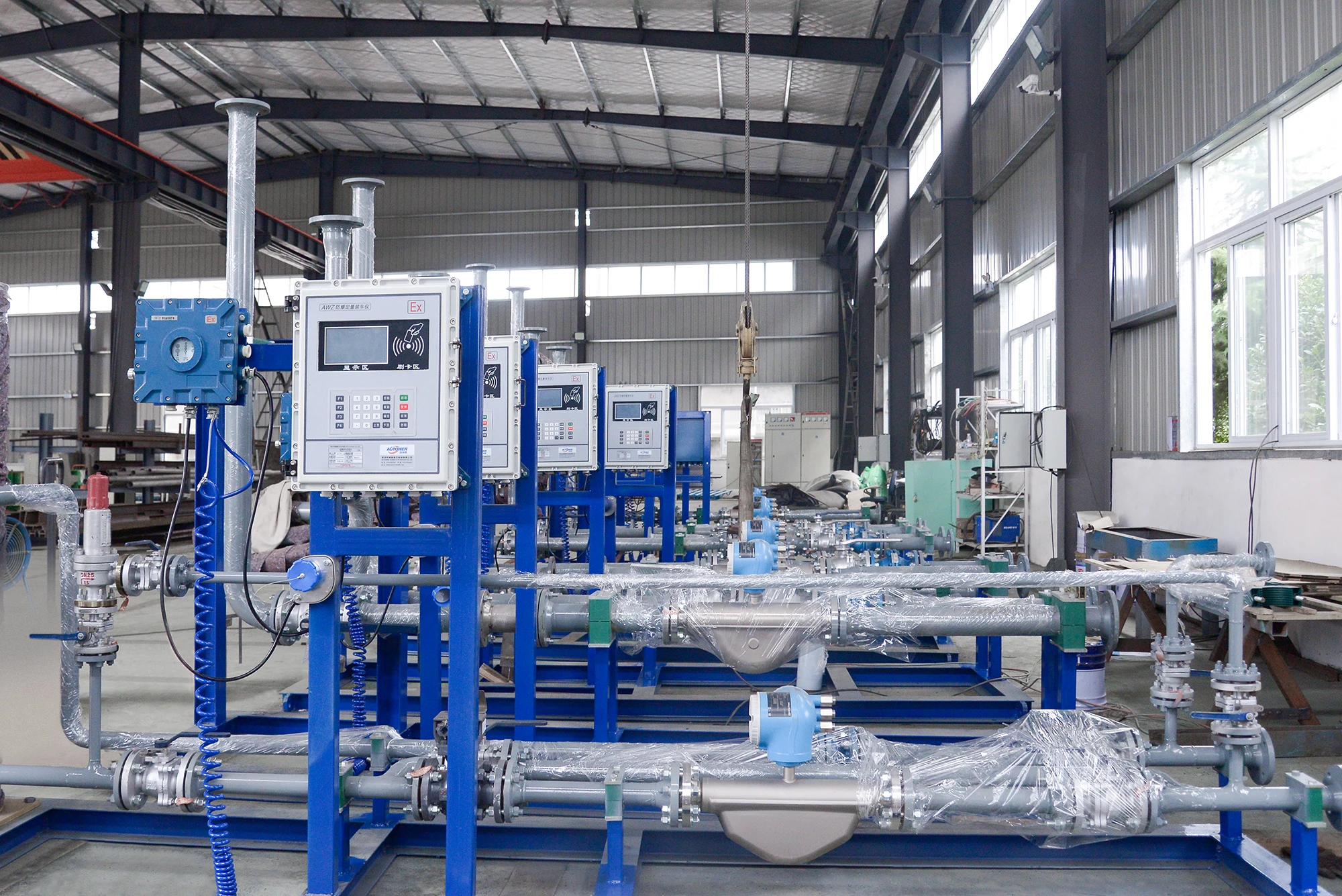 SS316 steel skid-mounted filling platform solution with loading arm pump batch controller flowmeter valve for Olefin Methanol