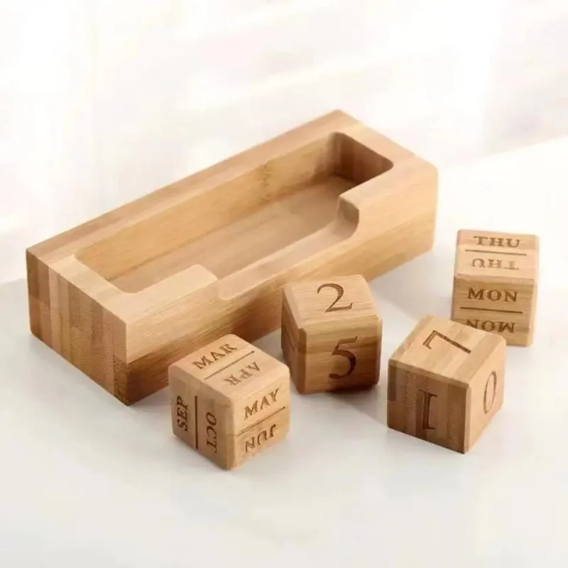 Factory sale make your own desktop decoration  festival blocks perpetual wooden cube square small calendar for office decor