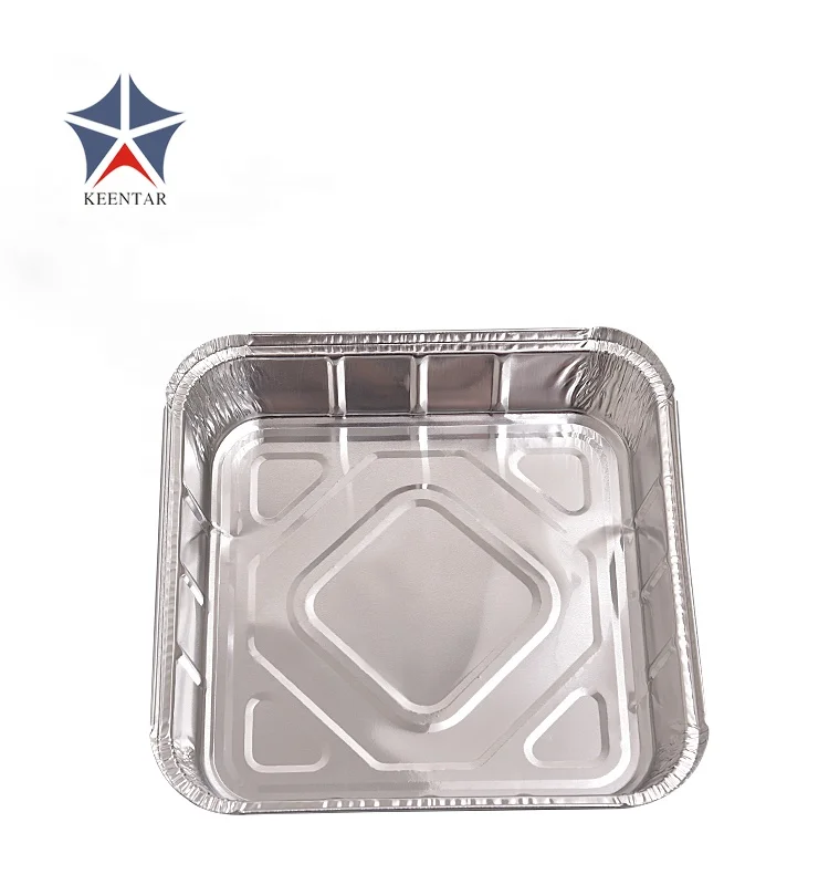 8*8 Square Cake Baking Foil Pan with Clear Plastic Lid 20 Pack 30 Pack 50 Pack Aluminium Foil Tray Container Food Packing 0.06mm