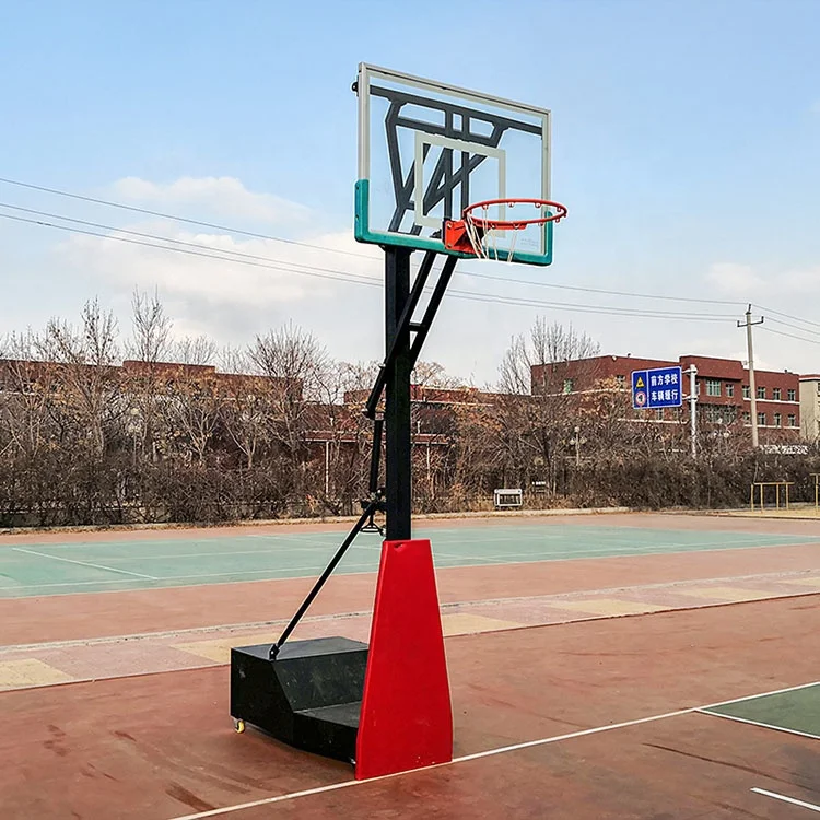 
Adjustable Basketball Hoop Standard Basket Ball Hoop With Tempered Glass Backboard 