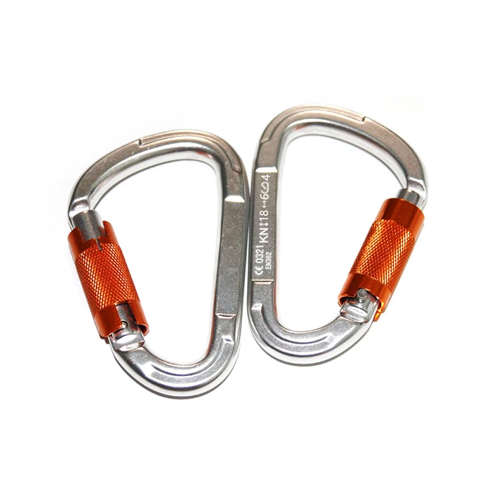 Auto-lock alloy carabiner 25KN D-shape climbing carabiner