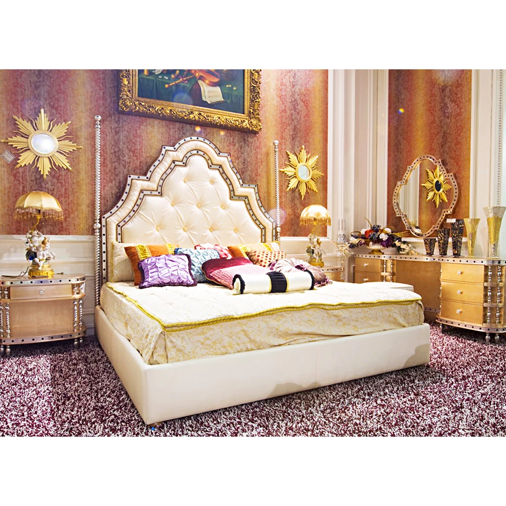 Luxury European Style Living Room Furniture Antique Gold Plated Wall Entertainment Center TV Stand TV Cabinet