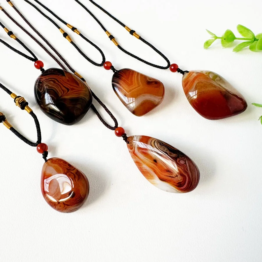 Natural Agate Stone Pendant Polished Sardonyx Pendants Healing Carnelian Necklace Pendant For Gifts